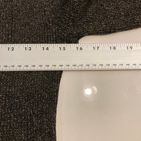 NWOT VERONICA BEARD Sweater XL Black Gold-Metallic Mock-Neck Flared-Cuff”Lilia” - Picture 10 of 12